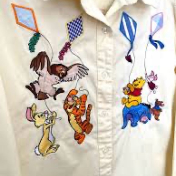 Disney Yellow Winnie-the-Pooh Embroidered Button-Down Shirt - Picture 3 of 5